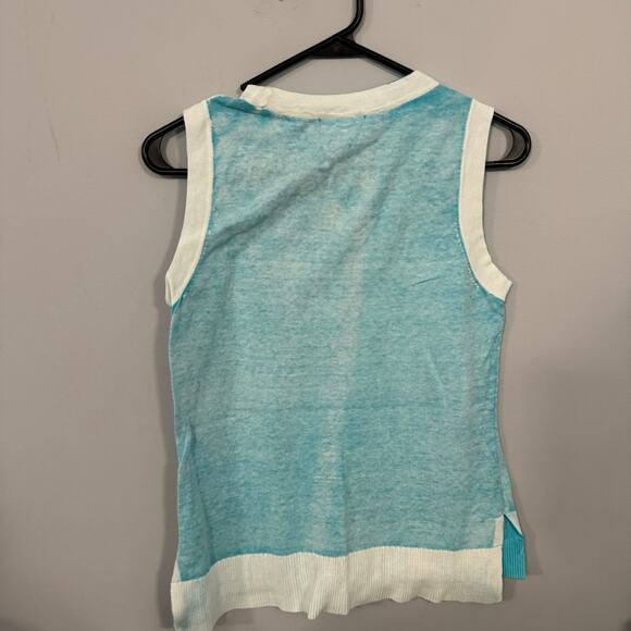 Inspired Style Blue & White Tank Top Sleeveless Women's Size Small 100% Cotton - Picture 5 of 5